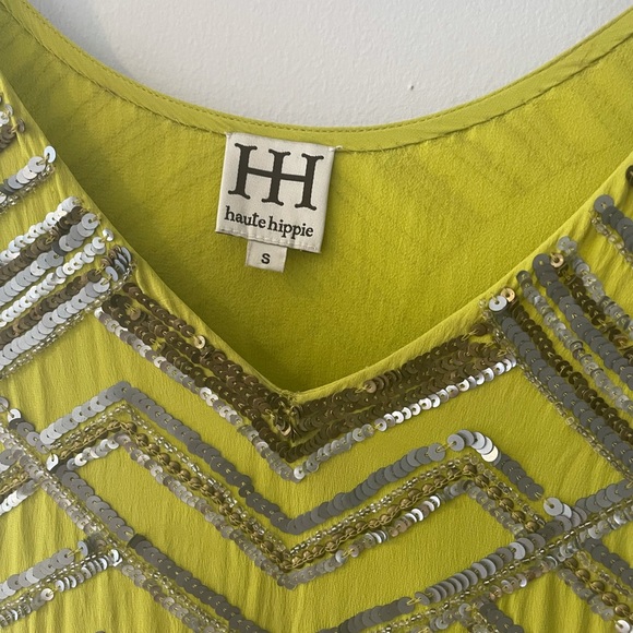 Haute Hippy yellow sequin mini dress size small - Picture 2 of 3